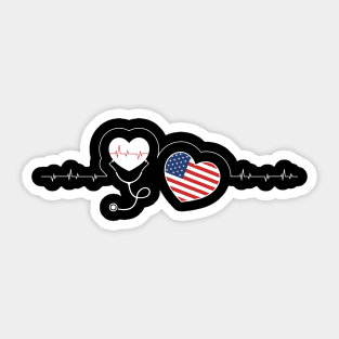 American Nurse 4th Of July USA Flag Map Patriotic RN Nursing Sticker